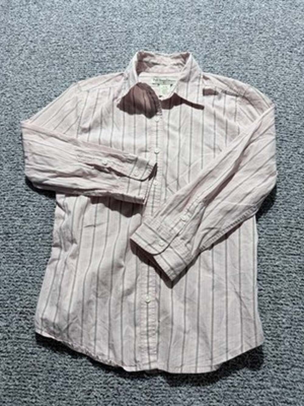VTG Polo Jeans Co Ralph Lauren Pink Grey Striped Button Down Shirt Womens S Y2K